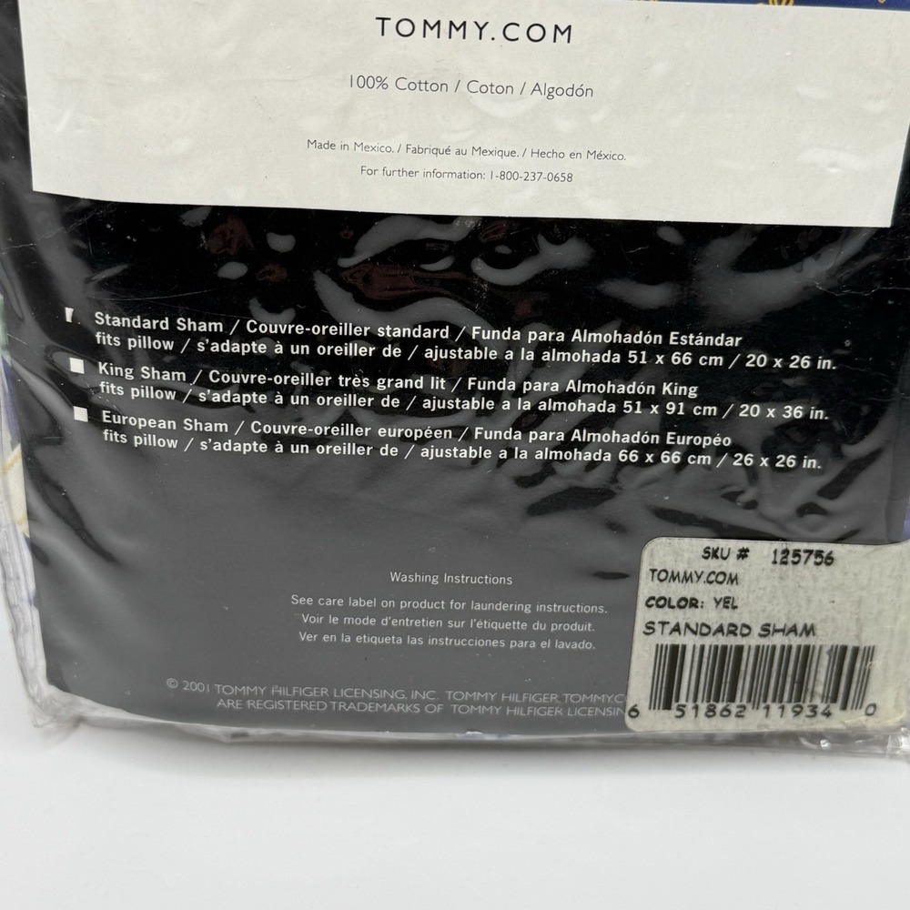Tommy Hilfiger Standard Pillow Sham Yellow Striped 2001 new In‎ Package Cotton - Picture 7 of 9